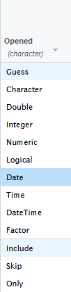 The drop-down menu for the "Opened" column